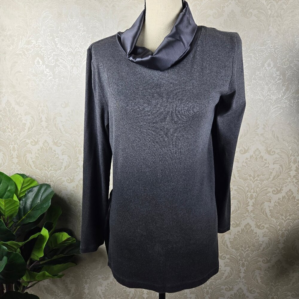 Fabiana Filippi Size XL Gray Ombre Long Sleeved Tunic Blouse Silk Accents